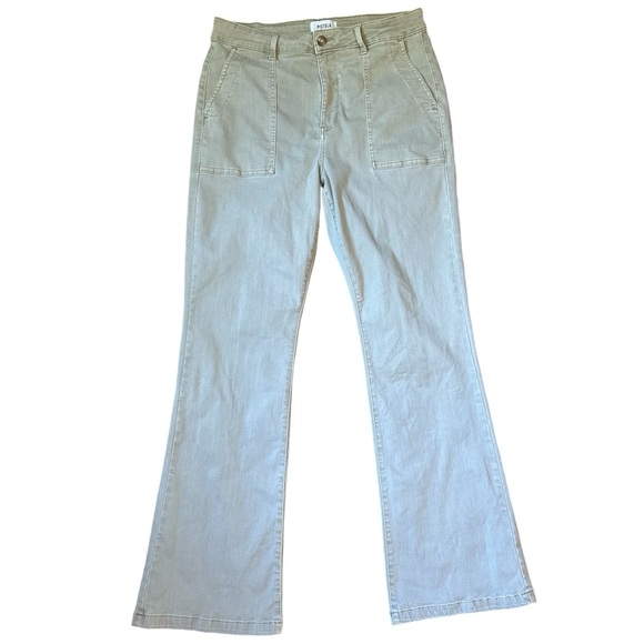 Pistola High Rise Pocket Front Khaki Tan Flare Jeans Size 31 - Picture 2 of 6